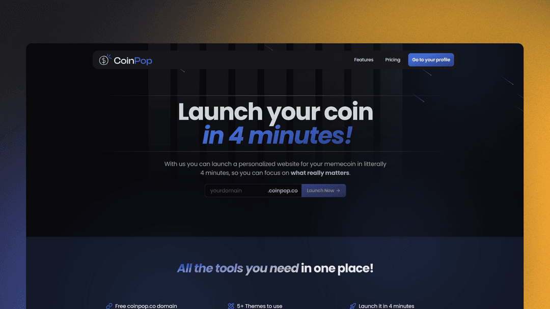 CoinPop | Launch your crypto coin website in 4 minutes
