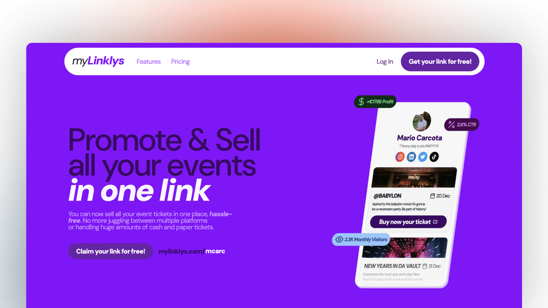 MyLinklys | Sell all of your events in one place